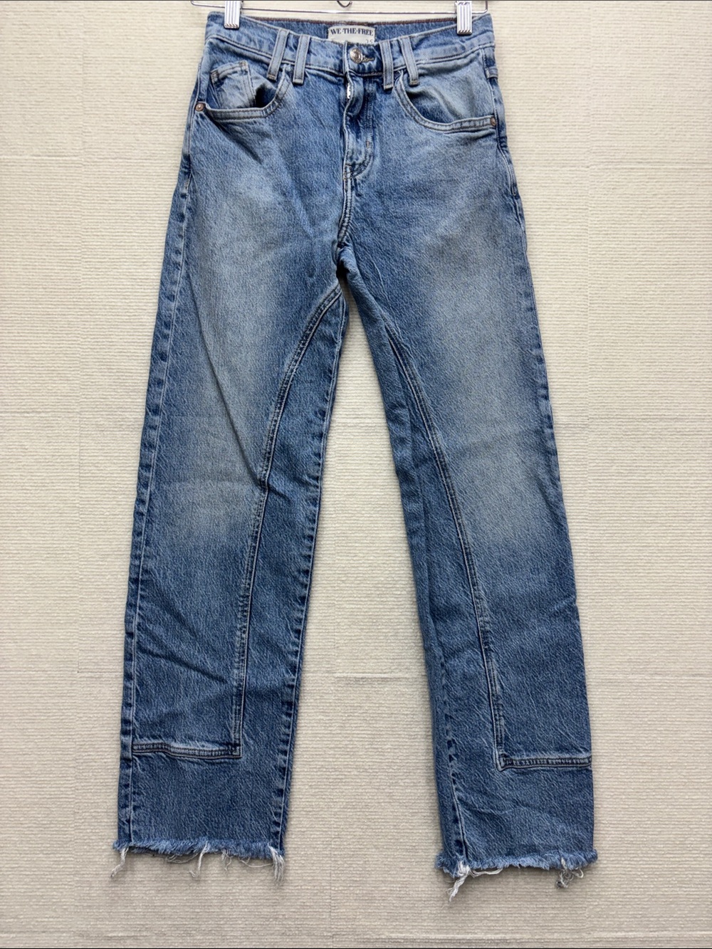 We the Free | Blue Distressed Straight-Leg Jeans 25